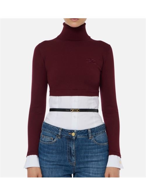 MAGLIA CON FONDO EFFETTO CAMICIA ELISABETTA FRANCHI | MK14T56E2CM4 Rouge Noir/Bianco